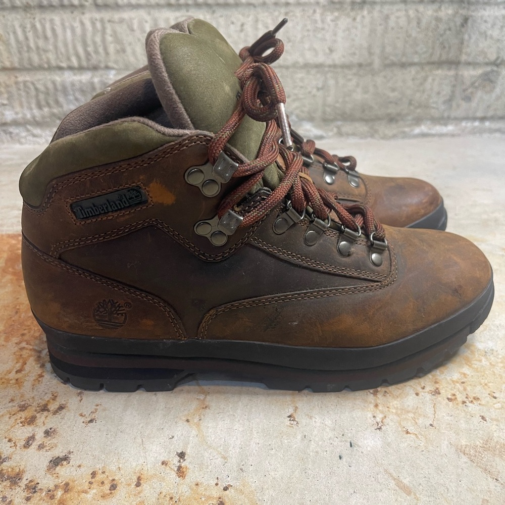 Timberland “Euro Hiker” Men's Brown and Green Leather Boots